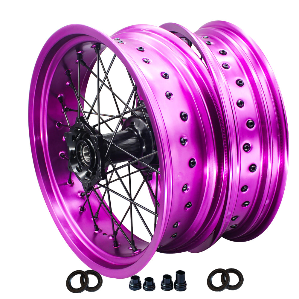 Customizable 17 Inch 36 Spoke Purple Rim Supermotard Wheels Supermoto