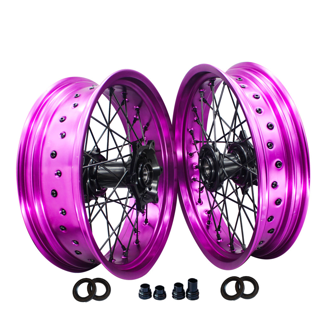 Customizable 17 Inch 36 Spoke Purple Rim Supermotard Wheels Supermoto Wheels For KTM SXF SX  125-530 2003-2023