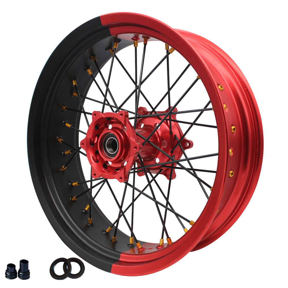 Customizable 17 Inch 36 Spoke Black And Red Bicolor Rim Supermoto Wheels for KTM EXC XCW 125-530 2003-2023