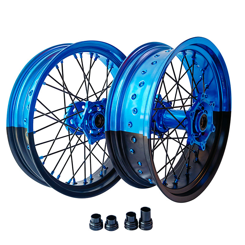 Customizable 17 Inch 36 Spoke Black And Blue Bicolor Rim Supermoto Wheels for KTM EXC XCW 125-530 2003-2023