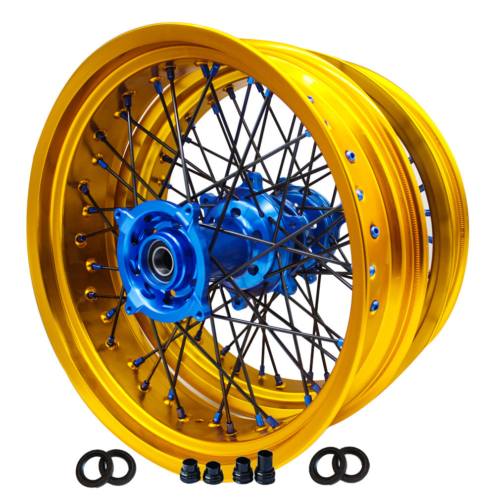 Customizable 17 Inch 36 Spoke Gold Rim SM Supermoto Wheels for  SUZUKI DRZ 400