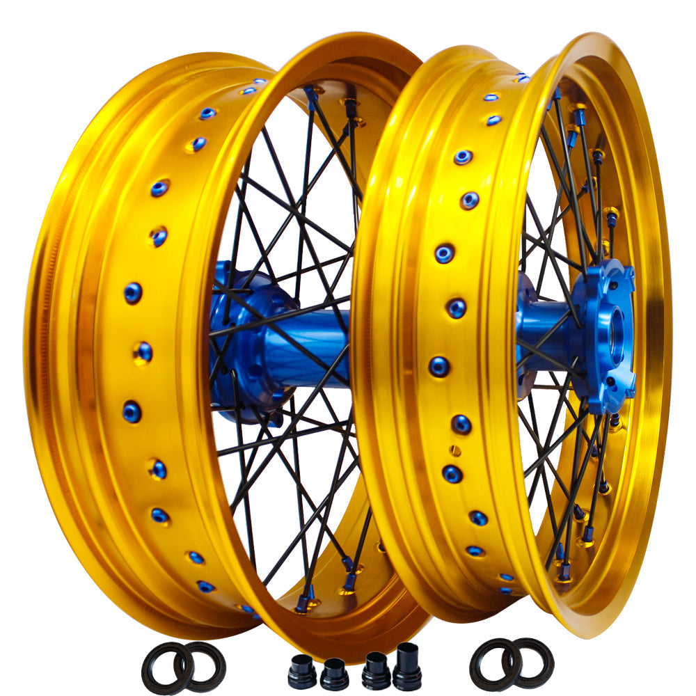 Customizable 17 Inch 36 Spoke Gold Rim SM Supermoto Wheels for  SUZUKI DRZ 400