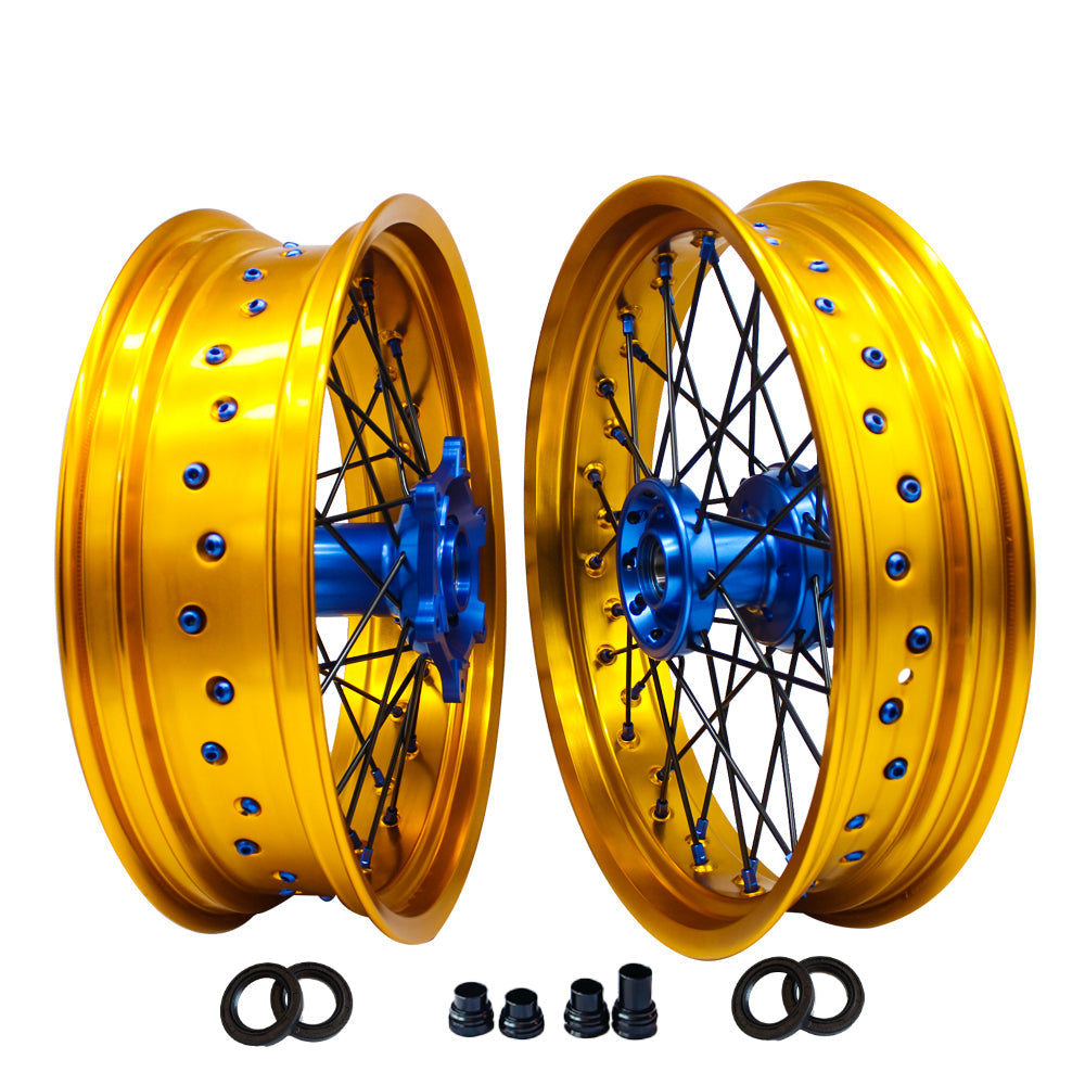 Customizable 17 Inch 36 Spoke Gold Rim SM Supermoto Wheels for  SUZUKI DRZ 400