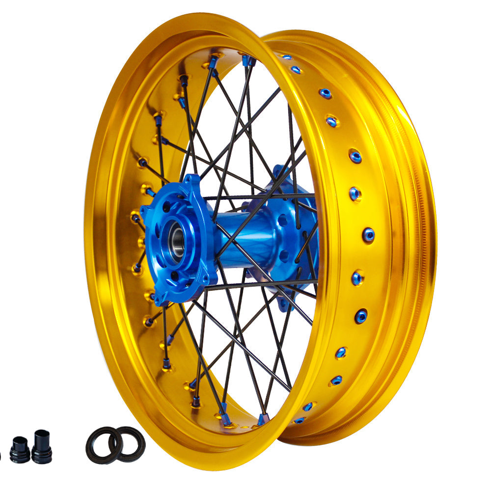 Customizable 17 Inch 36 Spoke Gold Rim SM Supermoto Wheels for  SUZUKI DRZ 400