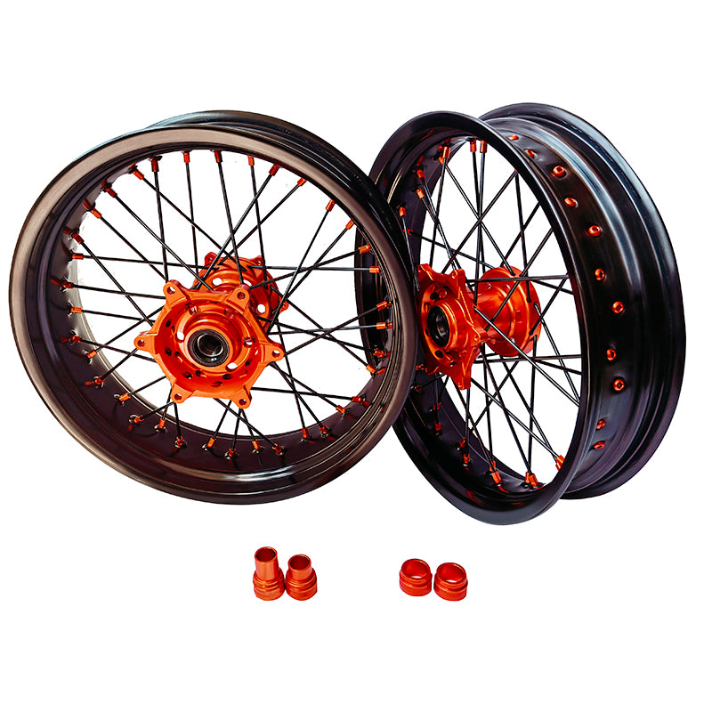 Customizable 17 Inch 36 Spoke Black Rim Supermoto Wheels for KTM  SXF SX 125-530 2003-2023