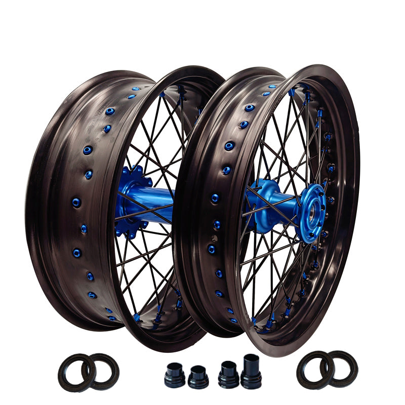 Customizable 17 Inch 36 Spoke Black Rim Blue Hub Motorcycle Wheels Sup ...