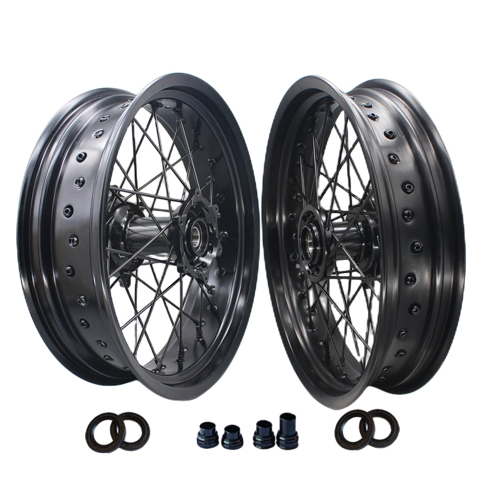 Customizable 17 Inch 36 Spoke Balck Rim SM Supermoto Wheels for  YAMAHA YZ 250F 2002-2023 YZ 450F 2003-2023 YZF 250X 2015-2023 YZF 450X 2016-2023