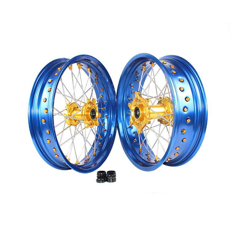 Customizable 17 Inch 36 Spoke Blue Rim SM Supermoto Wheels for HONDA CRF 250R 2004-2024 CRF 450R  2002-2024