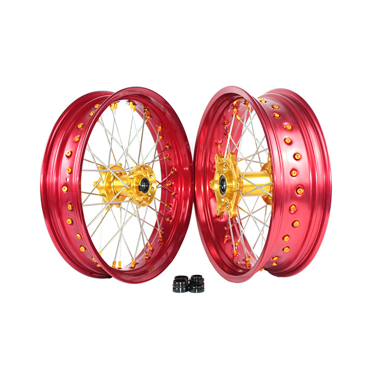 Customizable 17 Inch 36 Spoke Red Rim SM Supermoto Wheels for HONDA CRF 250R 2004-2024  CRF 450R  2002-2024