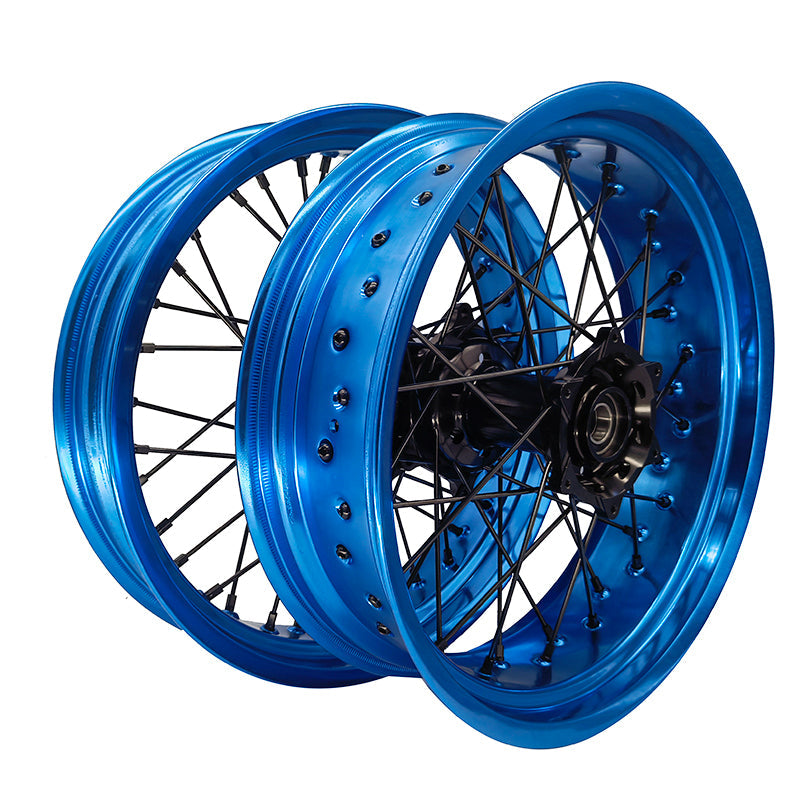 Customizable 17 Inch 36 Spoke Blue Rim Supermoto Wheels for KTM SXF SX 125-530 2003-2023