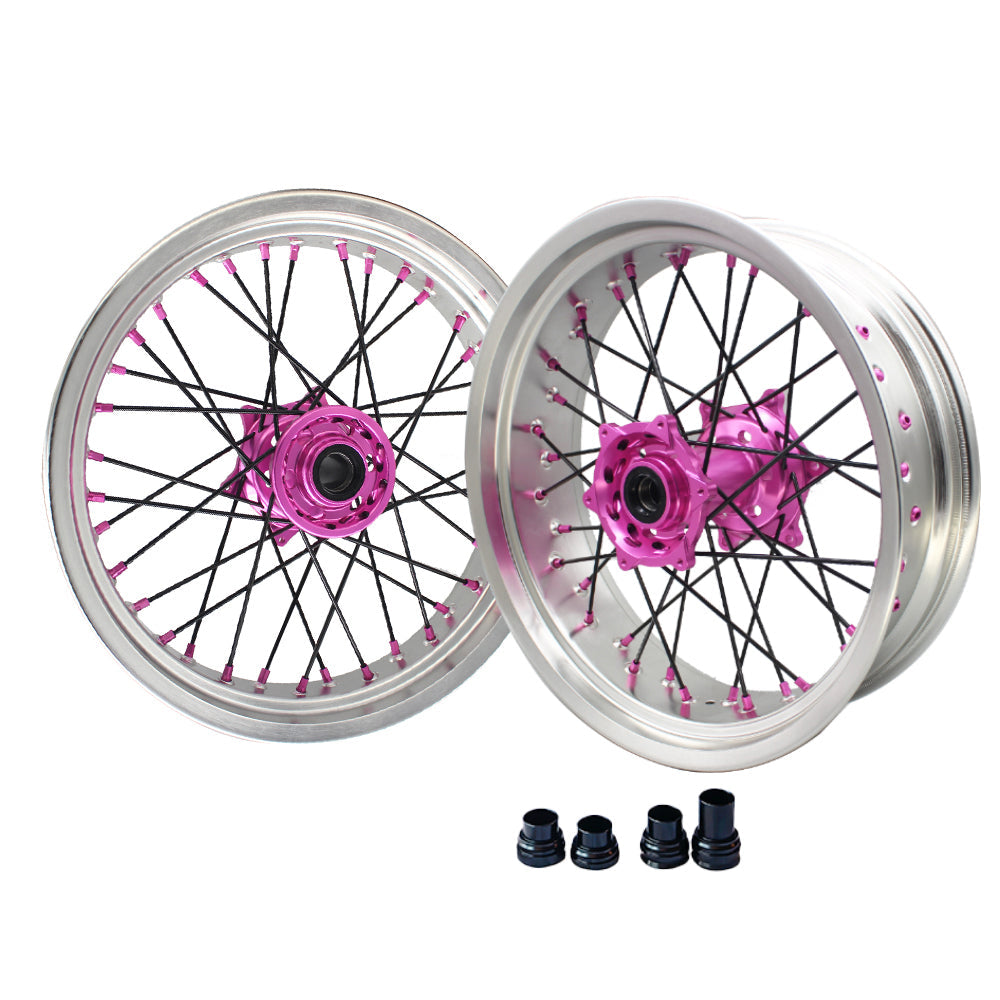 Customizable 17 Inch 36 Spoke Silver Rim Supermotard Wheels Supermoto Wheels For KTM EXC XCW 125-530 2003-2023