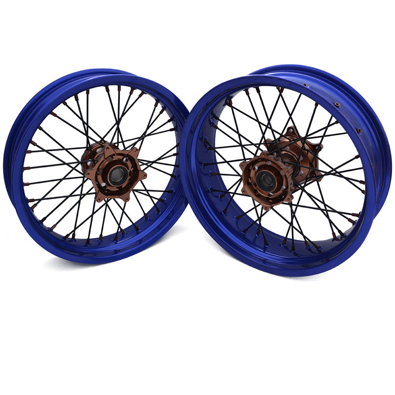 Customizable 17 Inch 36 Spoke Blue Rim Supermoto Wheels for  HUSQVARNA TC TE TX FC FE 2014-2023