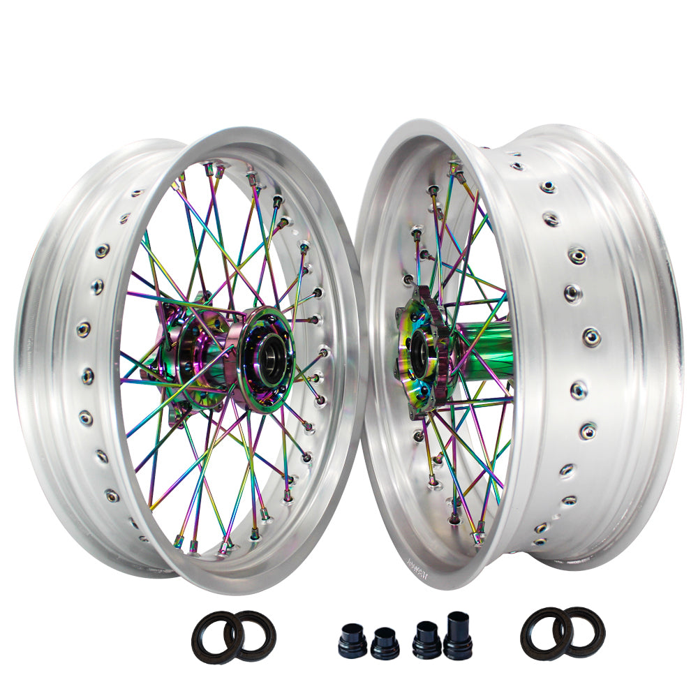 Customizable 17 Inch 36 Spoke Silver Rim Supermotard Wheels Supermoto ...