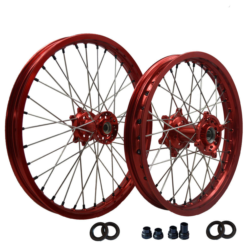 Customizable 18 19 21 Inch 36 Spoke Red Rim Motocross Enduro Wheels for HONDA CRF 250R 2004-2024 CRF 450R  2002-2024