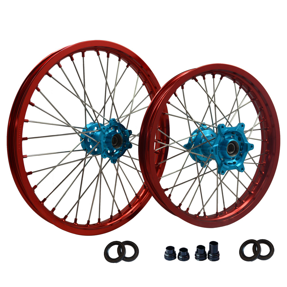 Customizable 18 19 21 Inch 36 Spoke Red Rim Motocross Enduro Wheels for HONDA CRF 250R 2004-2024 CRF 450R  2002-2024