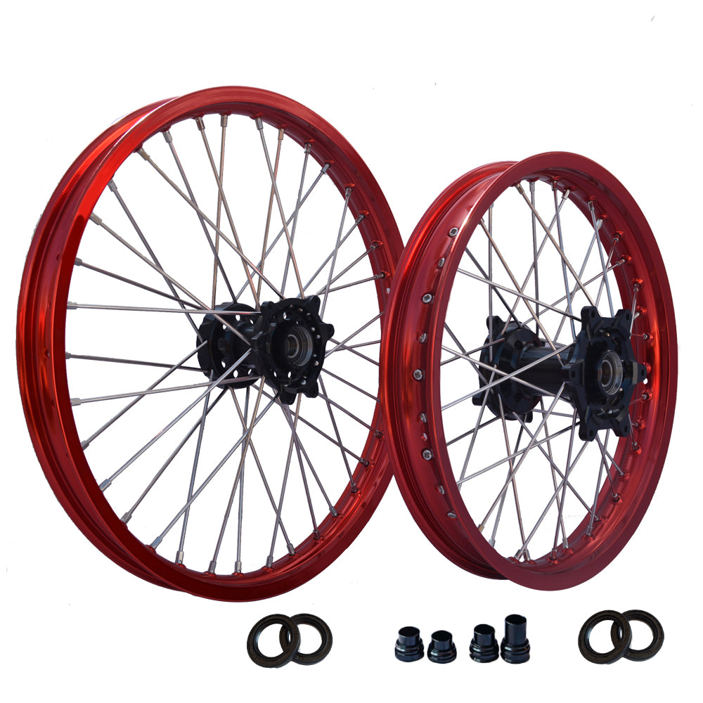 Customizable 18 19 21 Inch 36 Spoke Red Rim Motocross Enduro Wheels for HONDA CRF 250R 2004-2024 CRF 450R  2002-2024