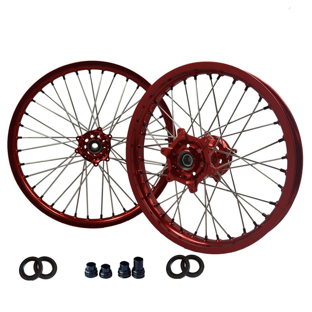 Customizable 18 19 21 Inch 36 Spoke Red Rim Motocross Enduro Wheels for HONDA CRF 250R 2004-2024 CRF 450R  2002-2024