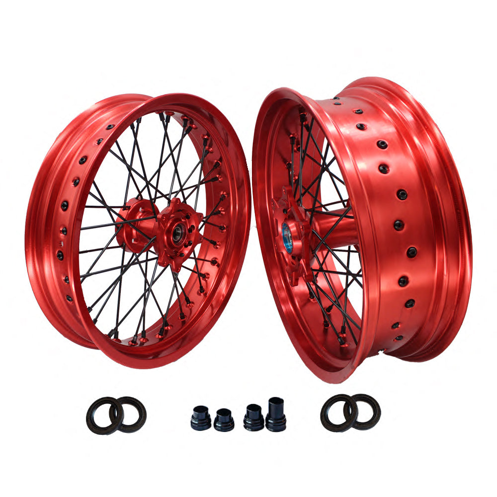 Customizable 17 Inch 36 Spoke Red Rim SM Supermoto Wheels for  HONDA CRF 250L 2013-2020 CRF 300L 2021-2022