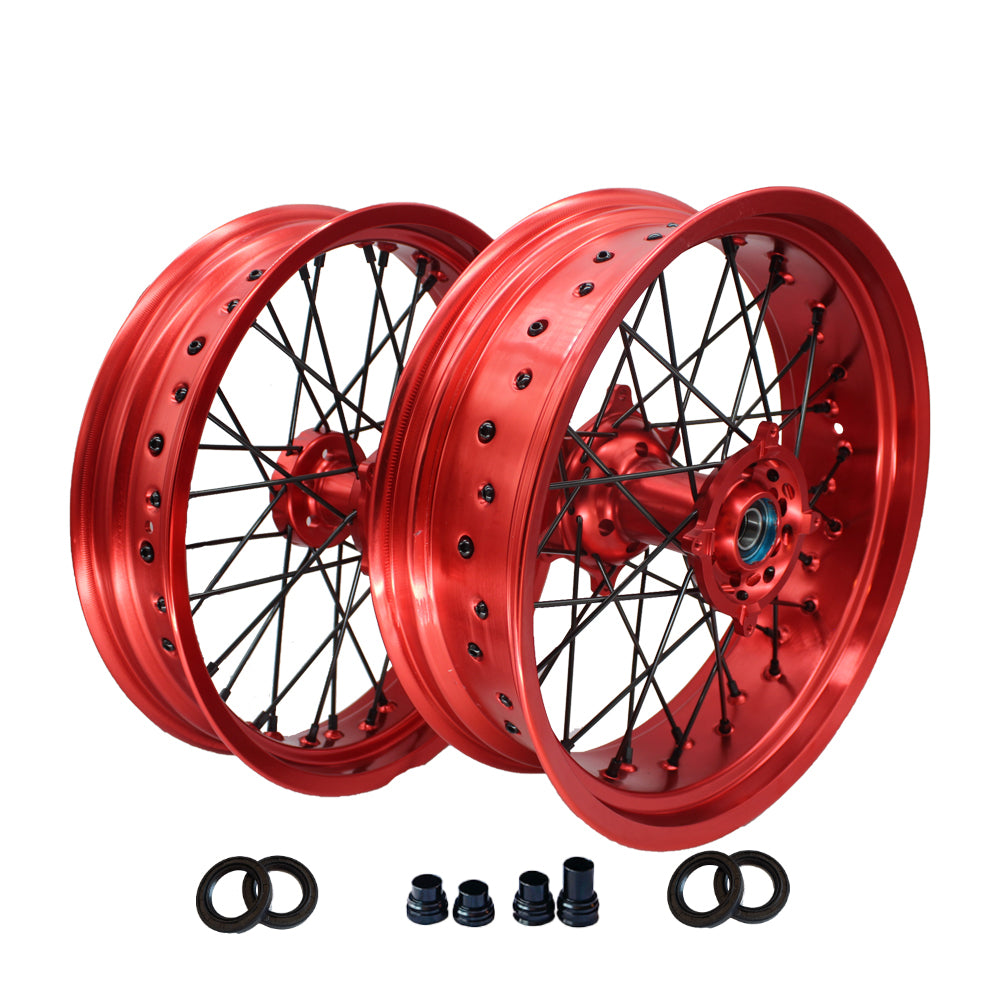 Customizable 17 Inch 36 Spoke Red Rim SM Supermoto Wheels for HONDA CRF 250R 2004-2024  CRF 450R  2002-2024