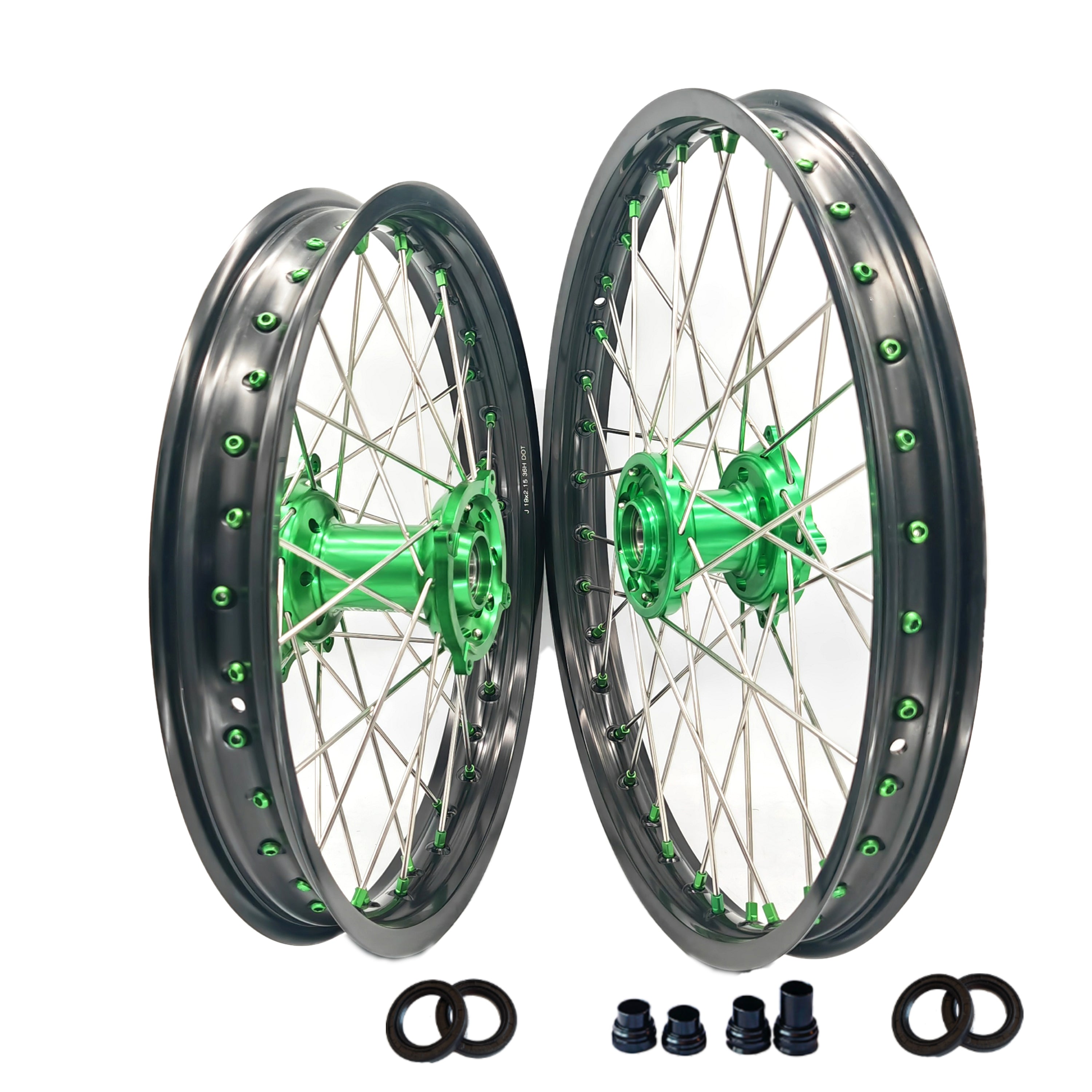 Customizable 18 19 21 Inch  Spoke Black Rim Motocross Enduro Wheels for KAWASAKI KLX 450 2009-2014