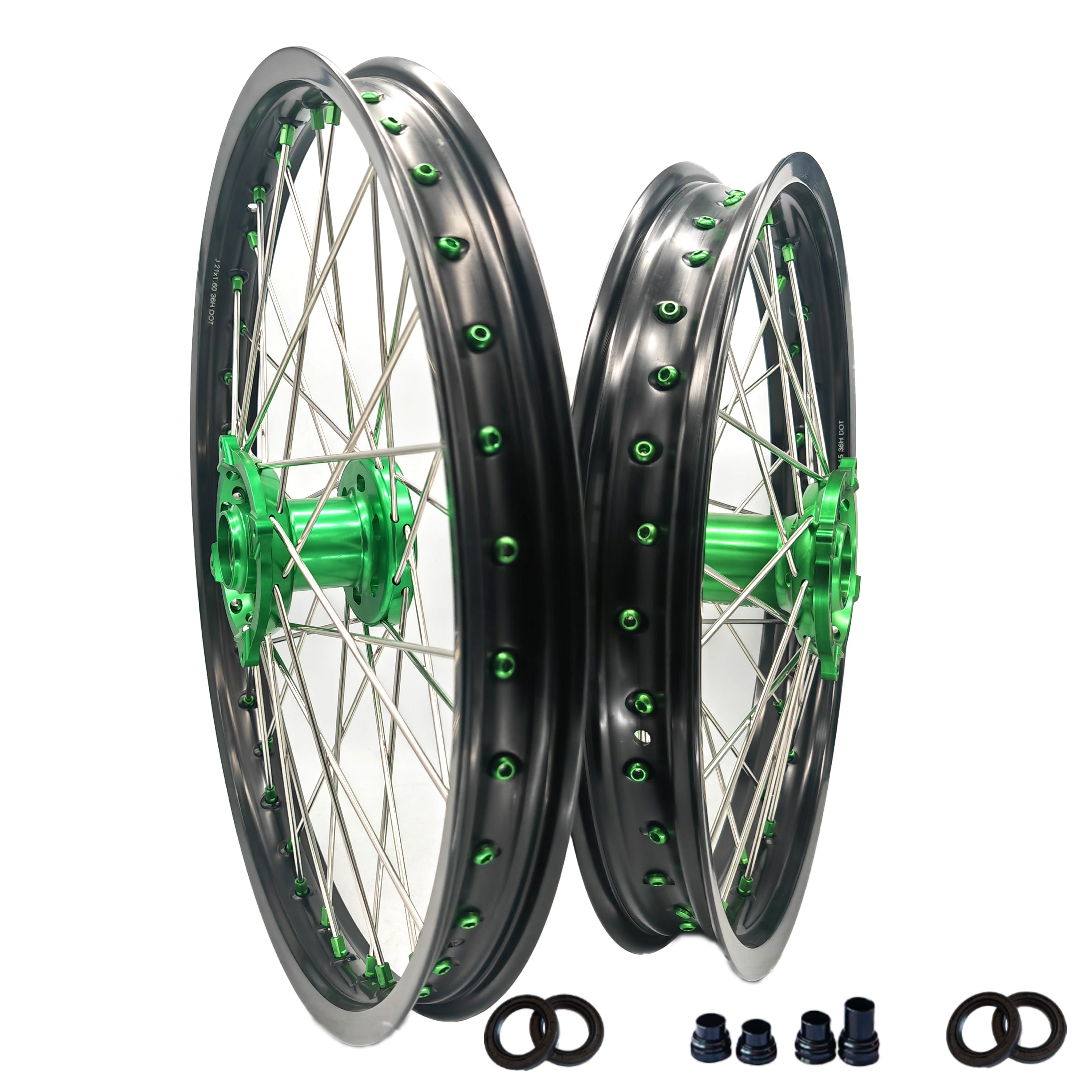 Customizable 18 19 21 Inch  Spoke Black Rim Motocross Enduro Wheels for KAWASAKI KLX 450 2009-2014