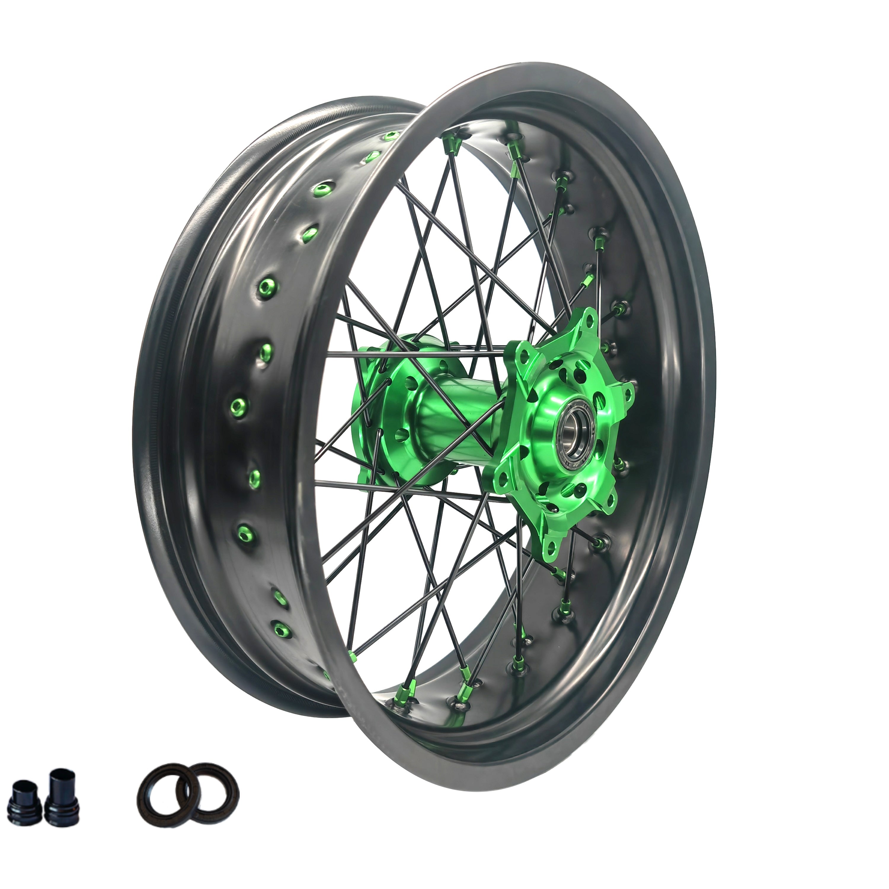 Customizable 17 Inch 36 Spoke Balck Rim SM Supermoto Wheels Mtard Wheels for  KAWASAKI KX250F KX450F KX 250 KX 450