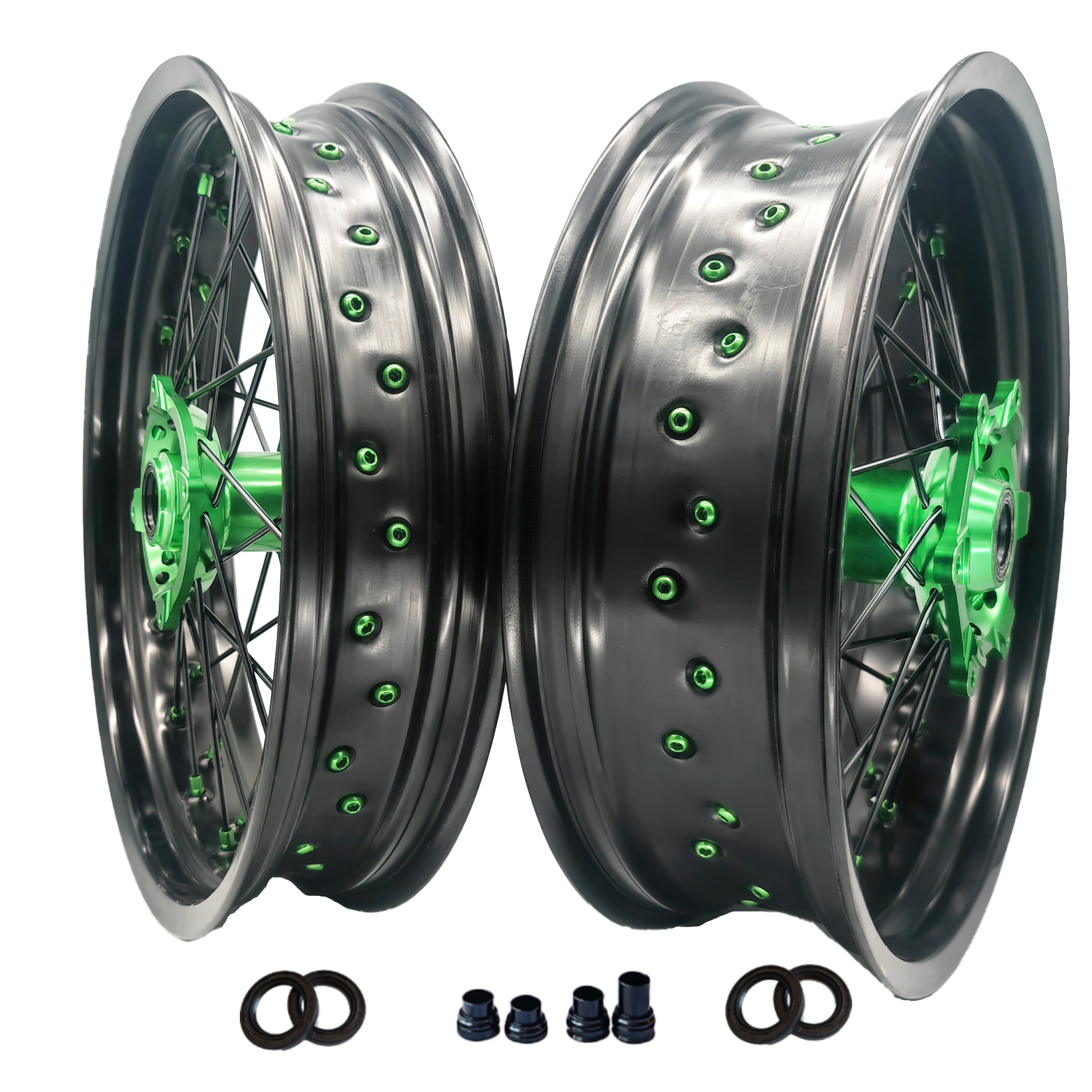 Customizable 17 Inch 36 Spoke Balck Rim SM Supermoto Wheels Mtard Wheels for  KAWASAKI KLX 450 2009-2014