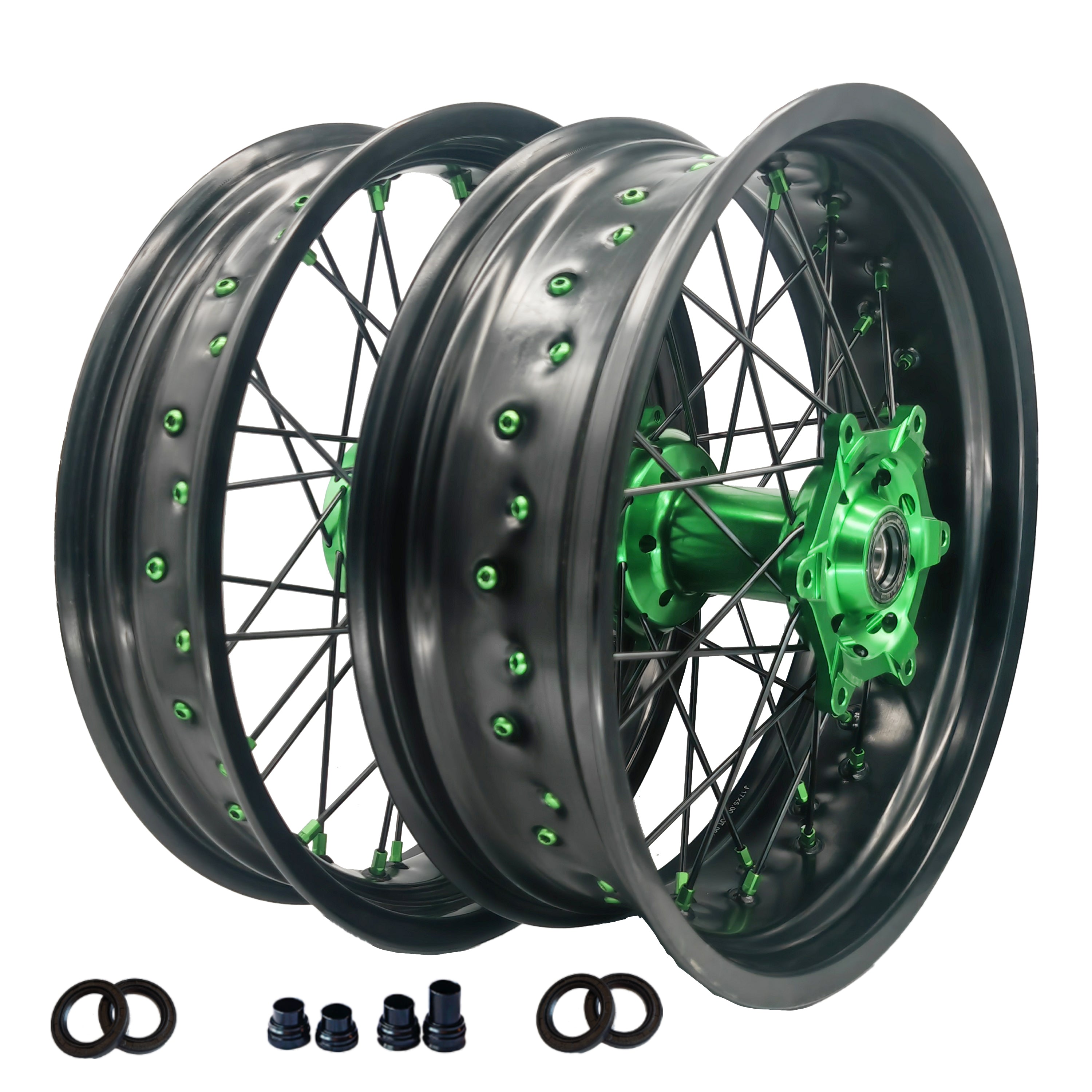 Customizable 17 Inch 36 Spoke Balck Rim SM Supermoto Wheels Mtard Wheels for  KAWASAKI KX250F KX450F KX 250 KX 450