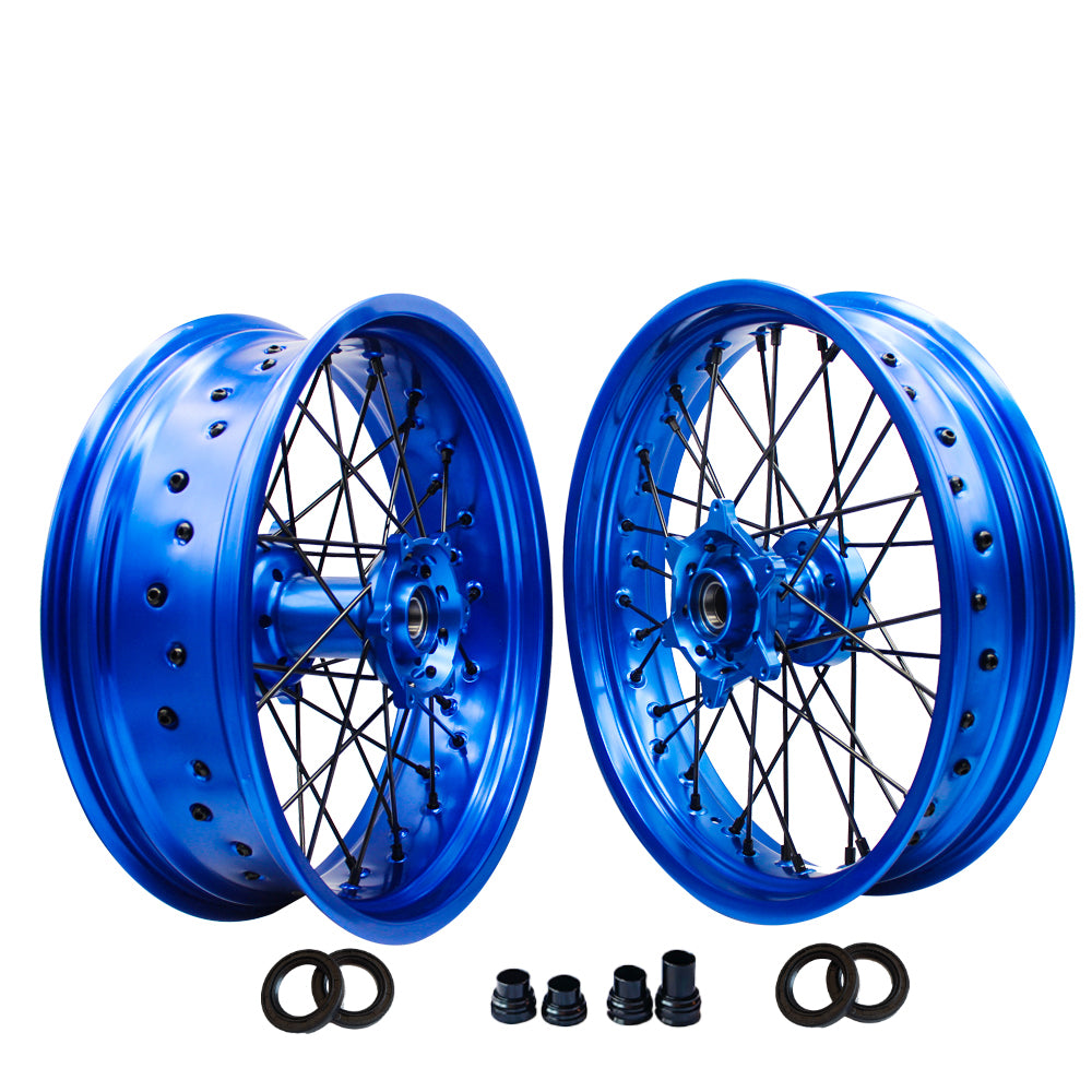 Customizable 17 Inch 36 Spoke Blue Rim Supermoto Wheels for KTM EXC XCW 125-530 2003-2023