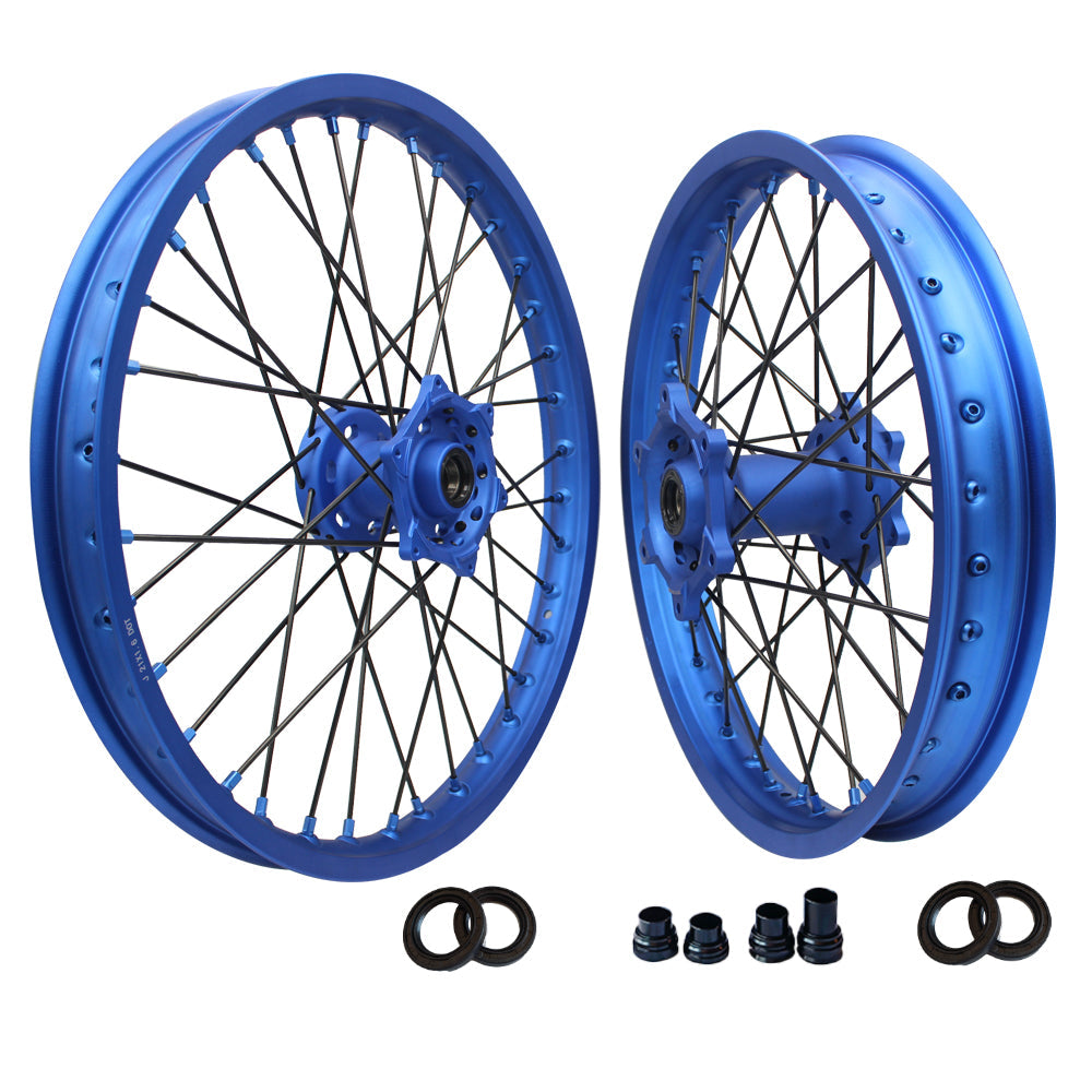 Customizable 18 19 21 Inch 36 Spoke Matte Blue Rim Motocross Enduro Wheels for YAMAHA YZ 125 YZ 125X YZ 250 YZ 250X 2002-2023