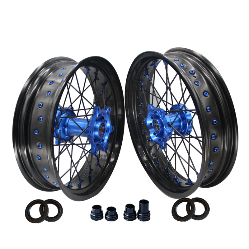 Customizable 17 Inch 36 Spoke Balck Rim SM Supermoto Wheels for  YAMAHA YZ 250F 2002-2023 YZ 450F 2003-2023 YZF 250X 2015-2023 YZF 450X 2016-2023