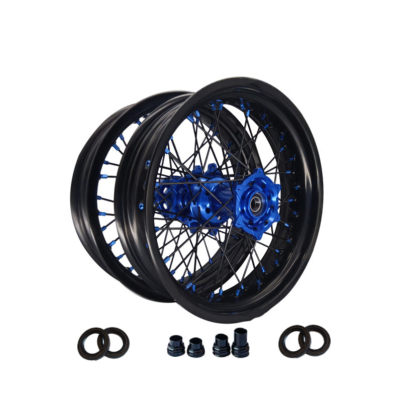 Customizable 17 Inch 36 Spoke Black Rim Supermoto Wheels for GASGAS EC250 EC300 ECF250 ECF350 MC125 MC250 2021-2023