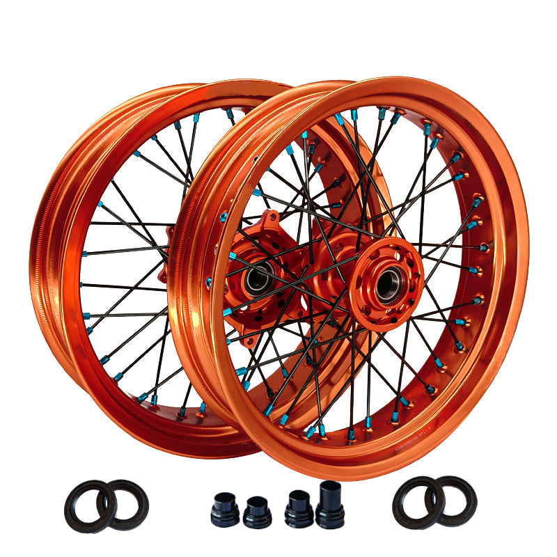 Customizable 17 Inch 36 Spoke Orange Rim Supermotard Wheels Supermoto Wheels For KTM SXF SX  125-530 2003-2023