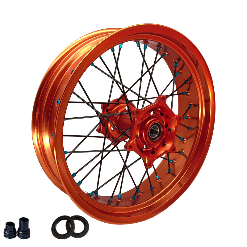 Customizable 17 Inch 36 Spoke Orange Rim Supermotard Wheels Supermoto Wheels For KTM EXC XCW 125-530 2003-2023