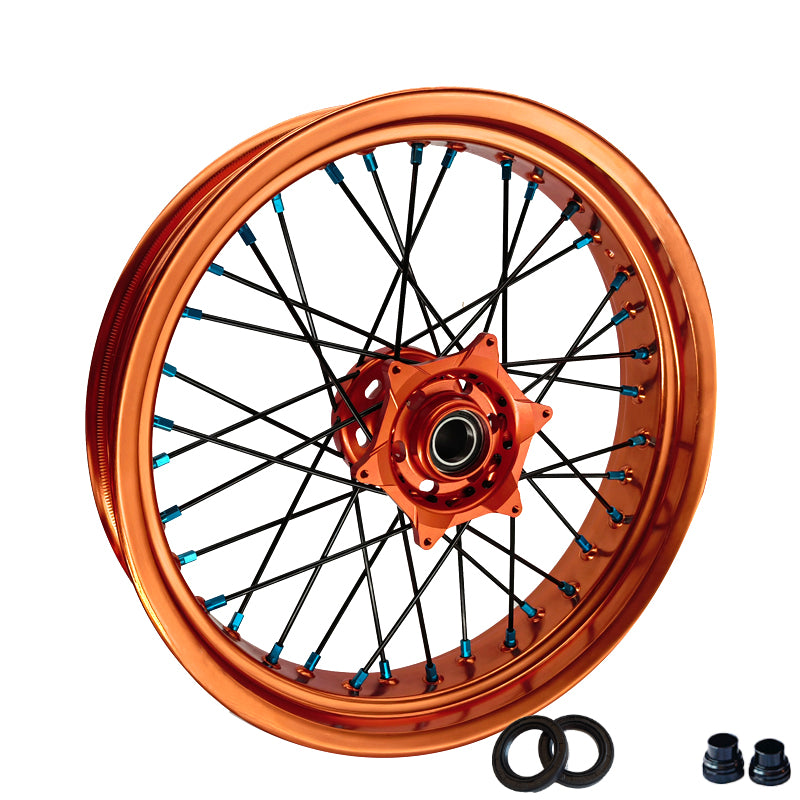 Customizable 17 Inch 36 Spoke Orange Rim Supermotard Wheels Supermoto Wheels For KTM EXC XCW 125-530 2003-2023