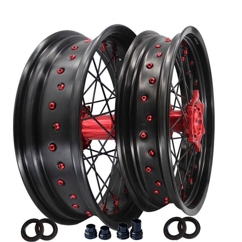 Customizable 17 Inch 36 Spoke Black Rim Supermoto Wheels for KTM  SXF SX 125-530 2003-2023