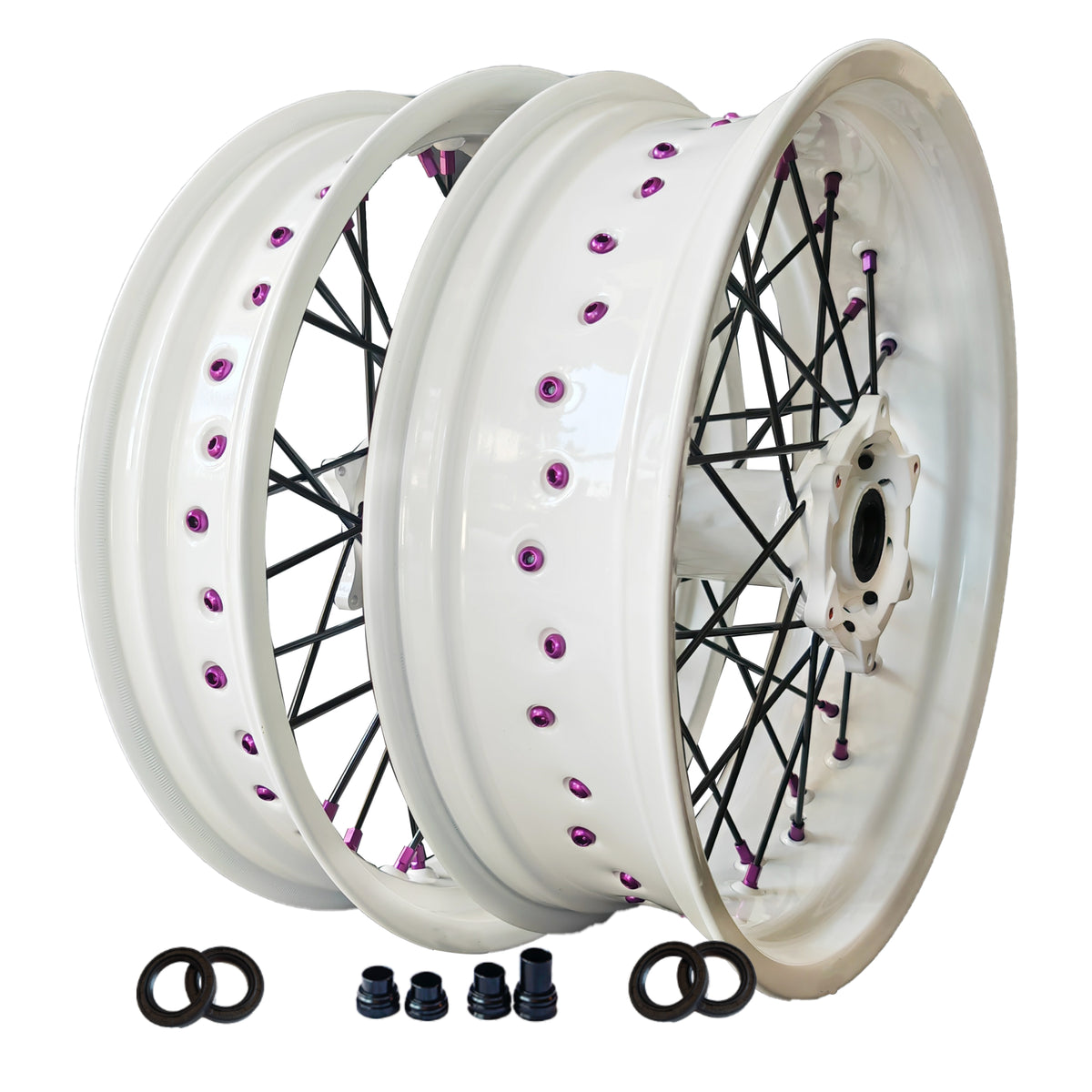 Customizable 17 Inch 36 Spoke White Rim Supermotard Wheels Supermoto W ...