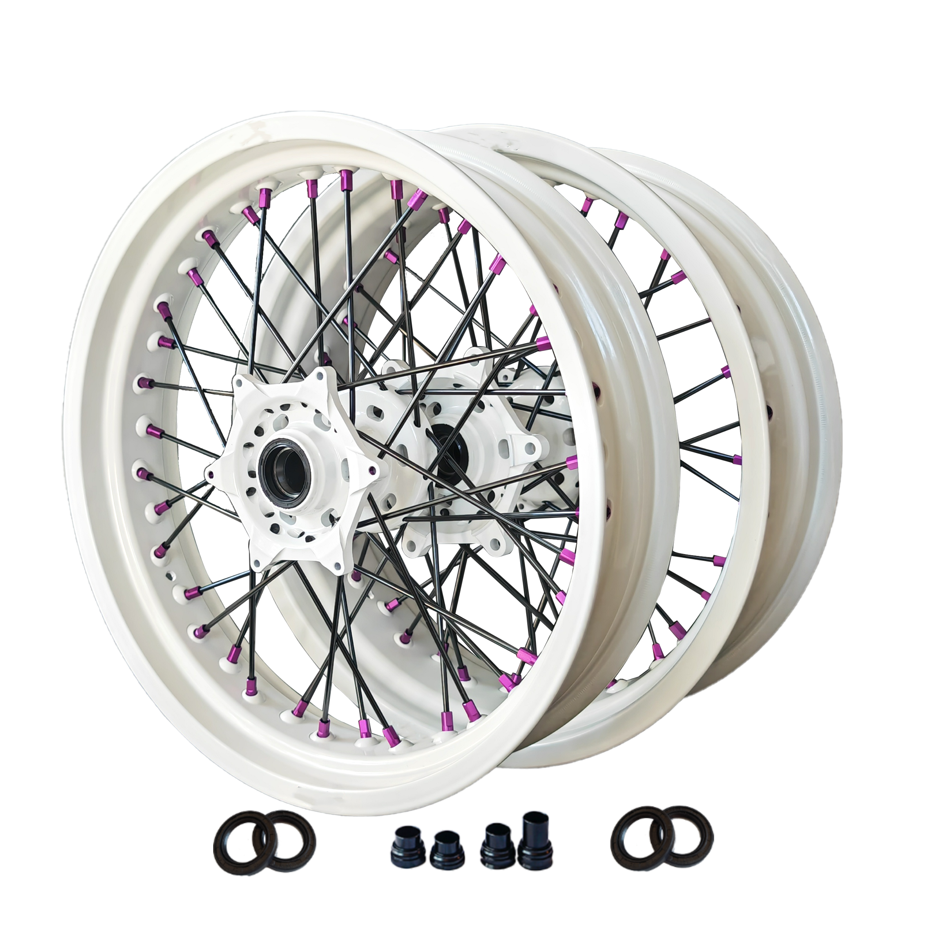 Customizable 17 Inch 36 Spoke White Rim Supermotard Wheels Supermoto Wheels For KTM EXC XCW 125-530 2003-2023