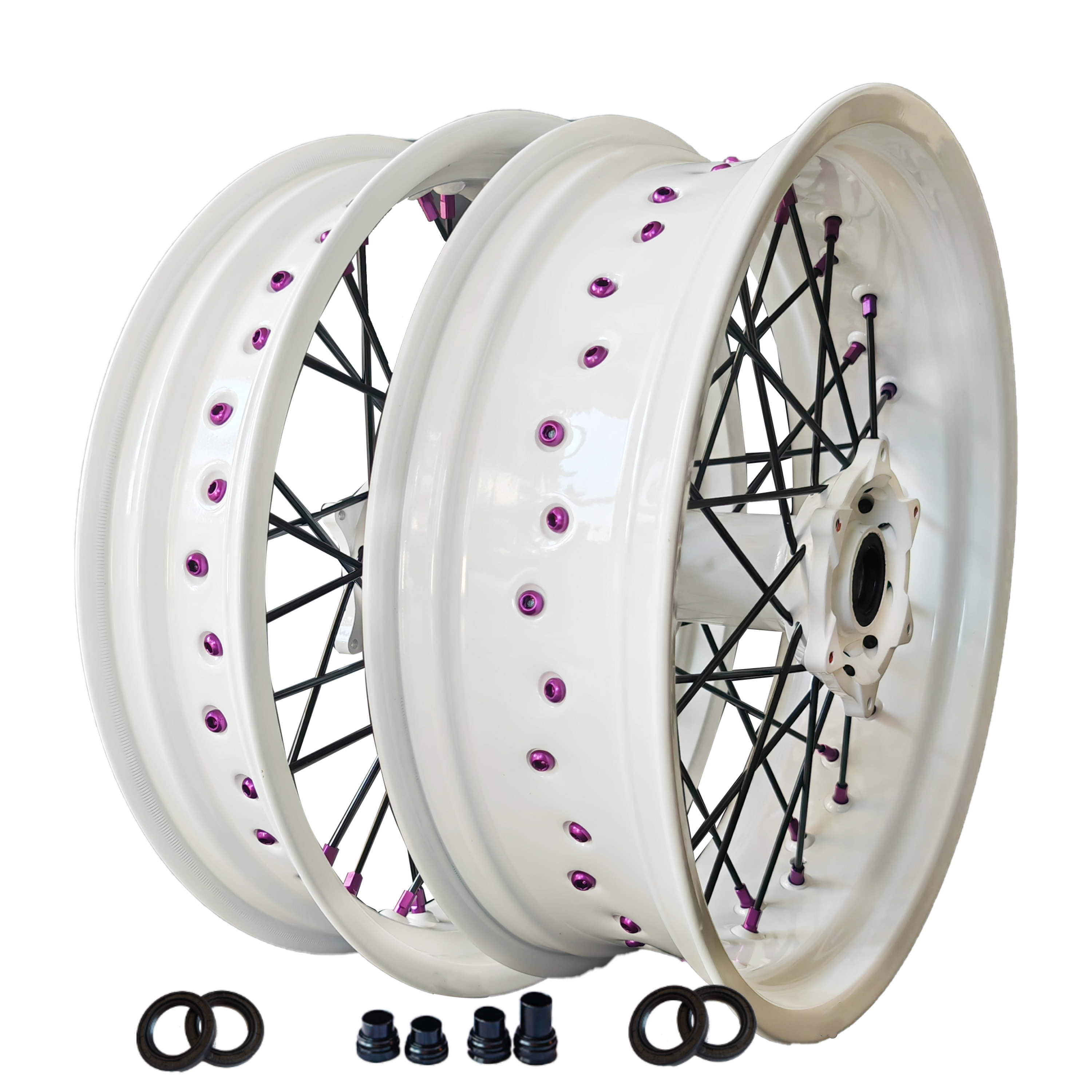 Customizable 17 Inch 36 Spoke White Rim Supermotard Wheels Supermoto Wheels For KTM EXC XCW 125-530 2003-2023