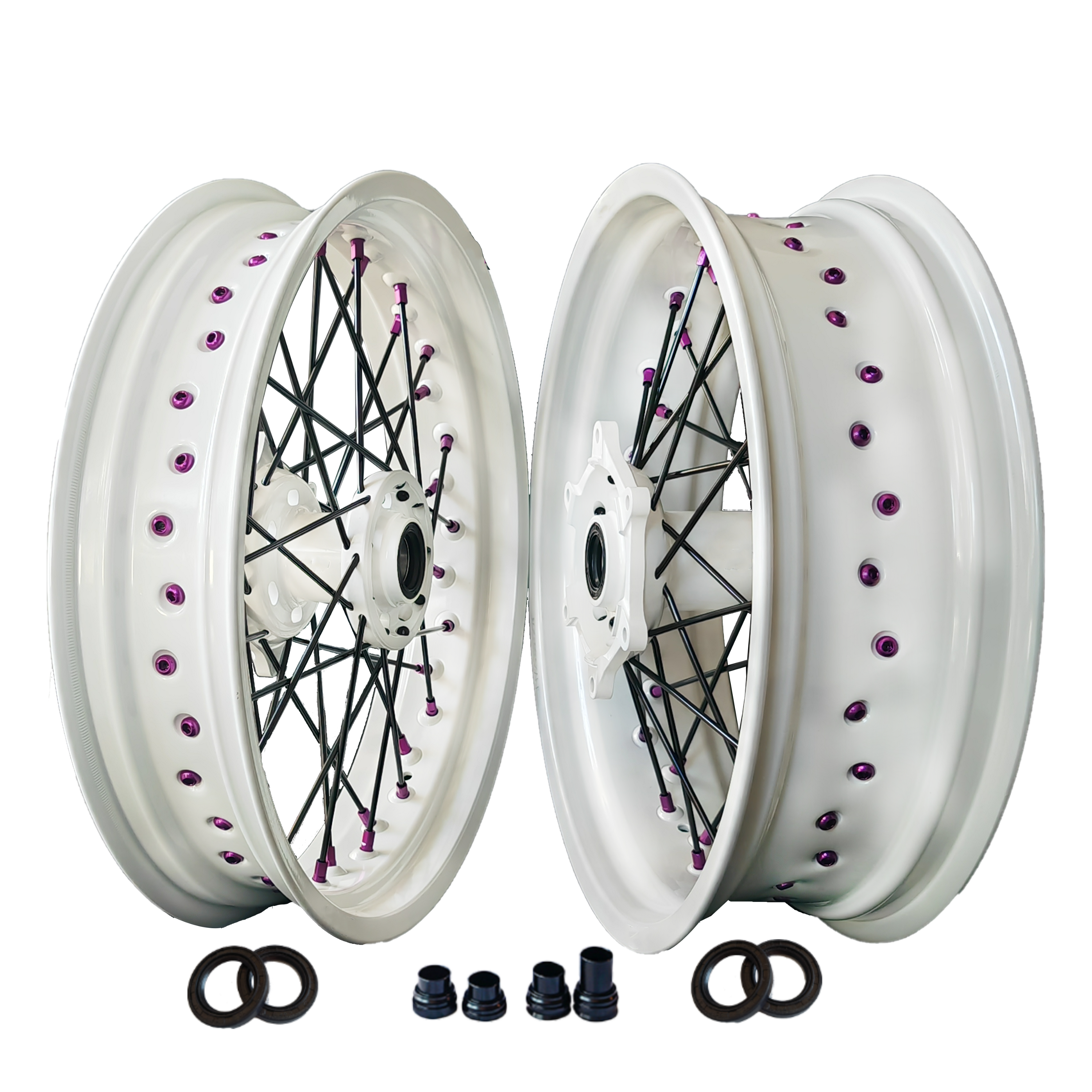 Customizable 17 Inch 36 Spoke White Rim Supermotard Wheels Supermoto Wheels For KTM EXC XCW 125-530 2003-2023