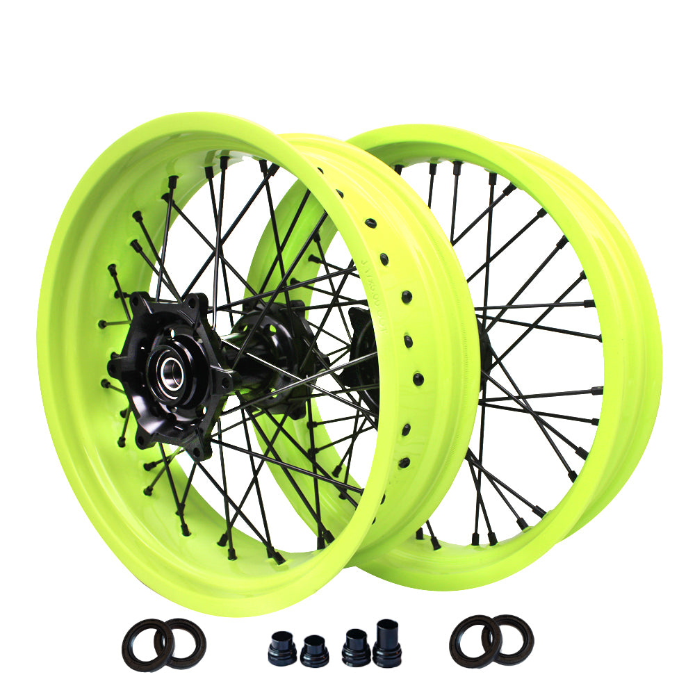 Customizable 17 Inch 36 Spoke Fluorescent Rim Supermotard Wheels Supermoto Wheels For KTM EXC XCW 125-530 2003-2023