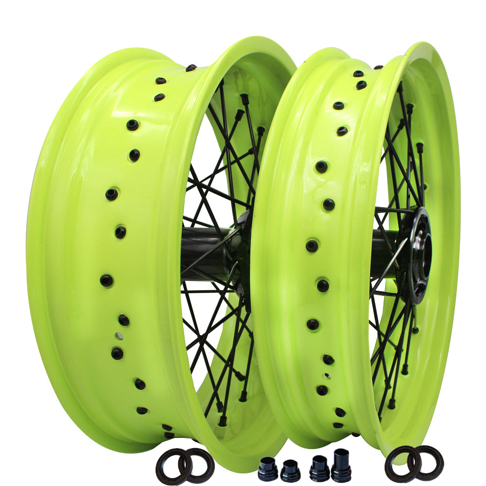 Customizable 17 Inch 36 Spoke Fluorescent Rim Supermotard Wheels Supermoto Wheels For KTM EXC XCW 125-530 2003-2023