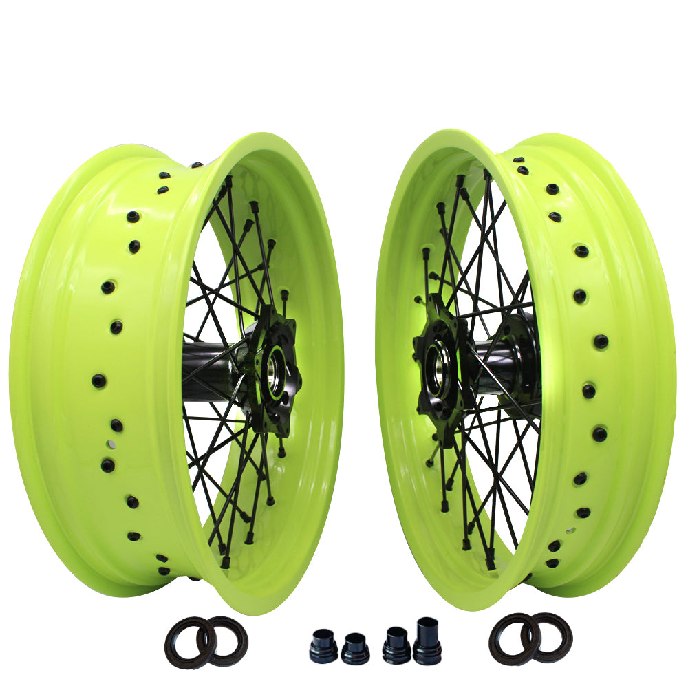 Customizable 17 Inch 36 Spoke Fluorescent Rim Supermotard Wheels Supermoto Wheels For KTM EXC XCW 125-530 2003-2023