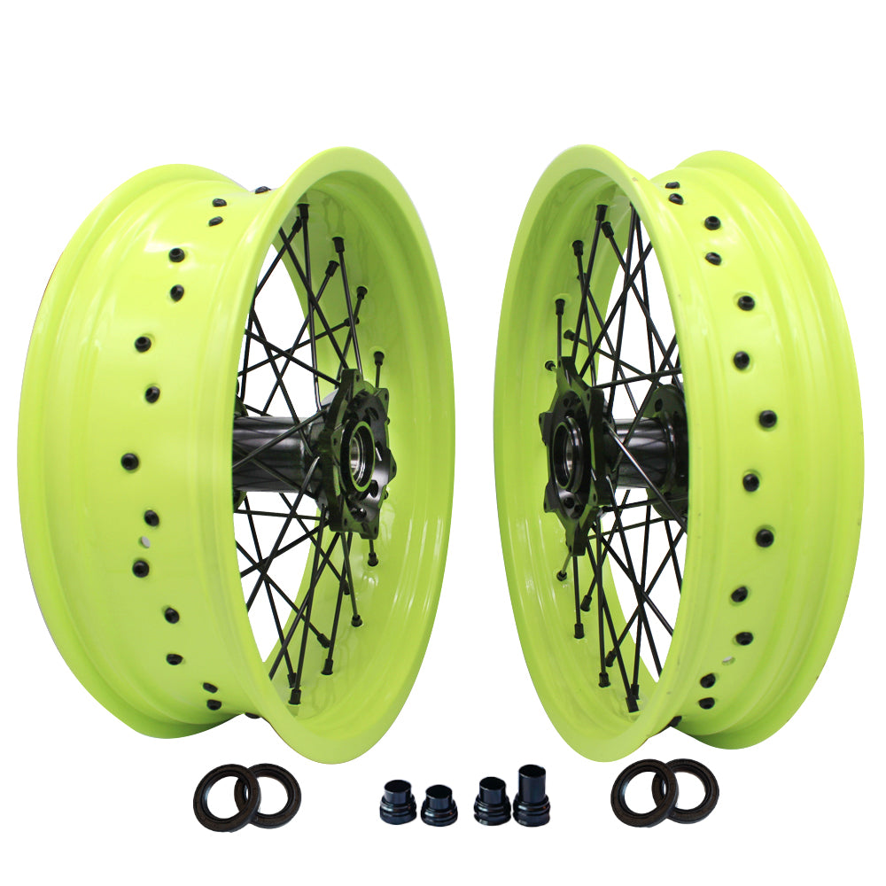 Customizable 17 Inch 36 Spoke Fluorescent Rim Supermotard Wheels Supermoto Wheels For KTM EXC XCW 125-530 2003-2023