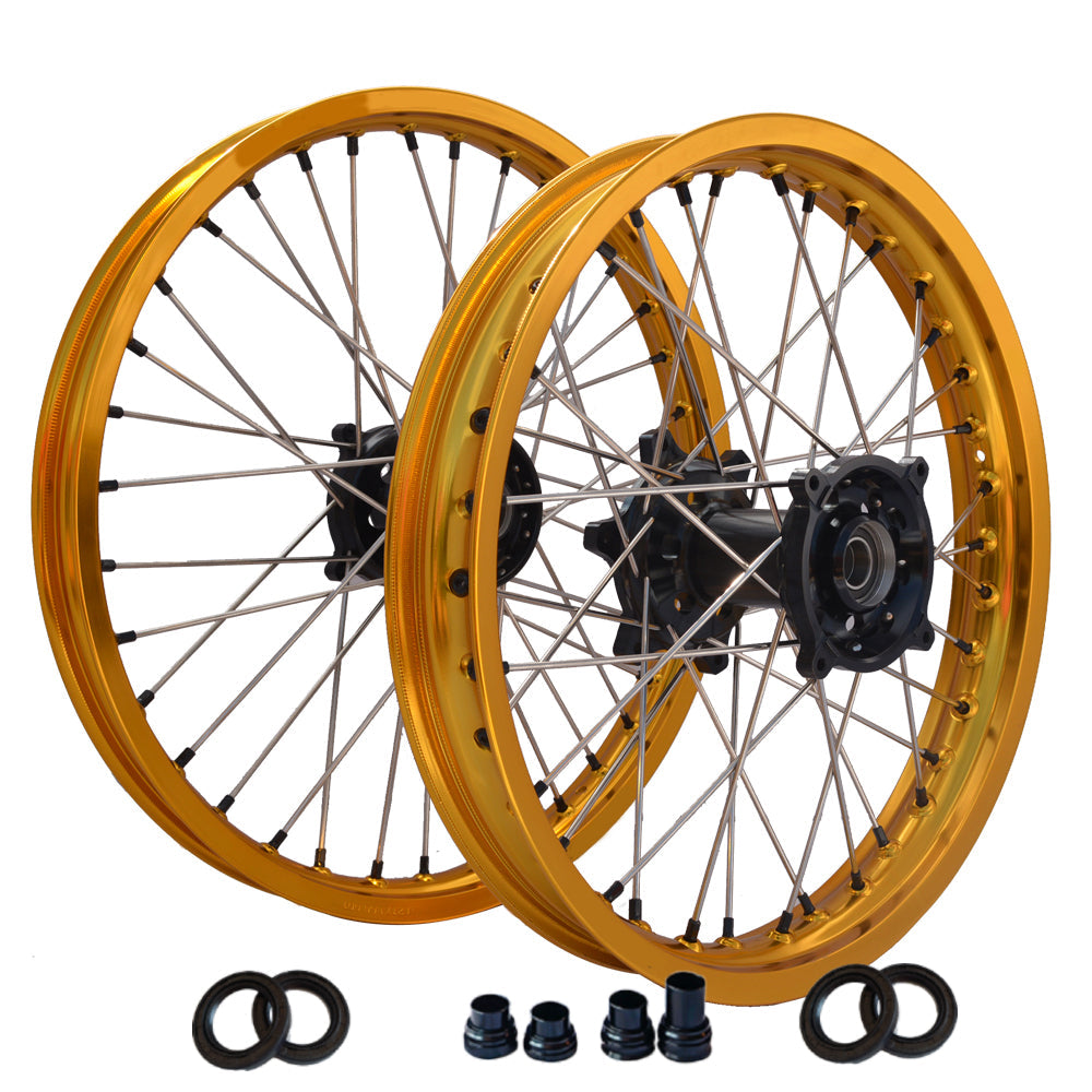 Customizable 18 19 21 Inch 36 Spoke Gold Rim Motocross Enduro Wheels for   SUZUKI DRZ 400