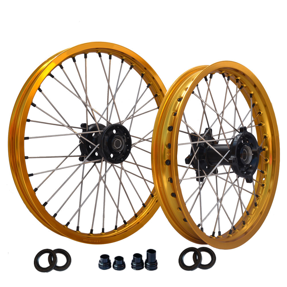 Customizable 18 19 21 Inch 36 Spoke Gold Rim Motocross Enduro Wheels for   SUZUKI DRZ 400