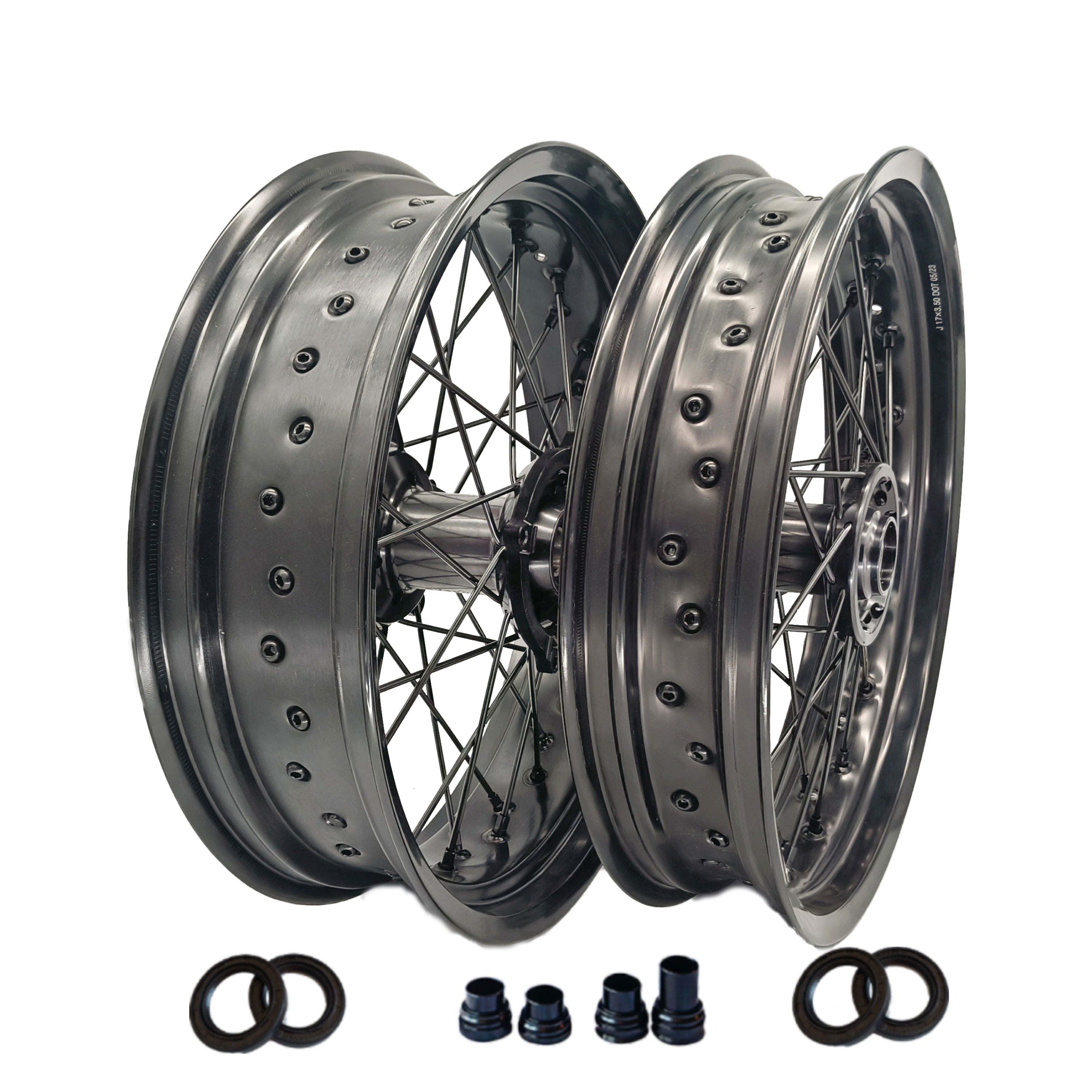 Customizable 17 Inch 36 Spoke Balck Rim SM Supermoto Wheels Mtard Wheels for  KAWASAKI KX250F KX450F KX 250 KX 450