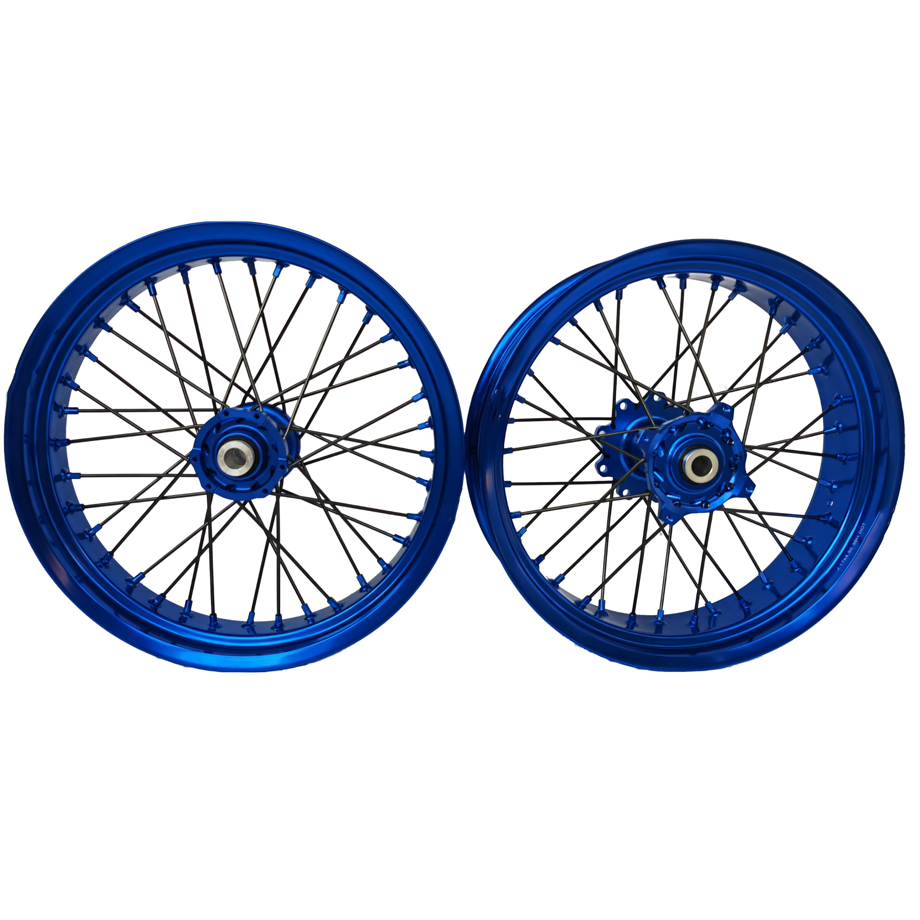 Customizable 17 Inch 36 Spoke Blue Rim Blue Hub Supermotard Wheels Supermoto Wheels for TM EN MX SMR 125-300