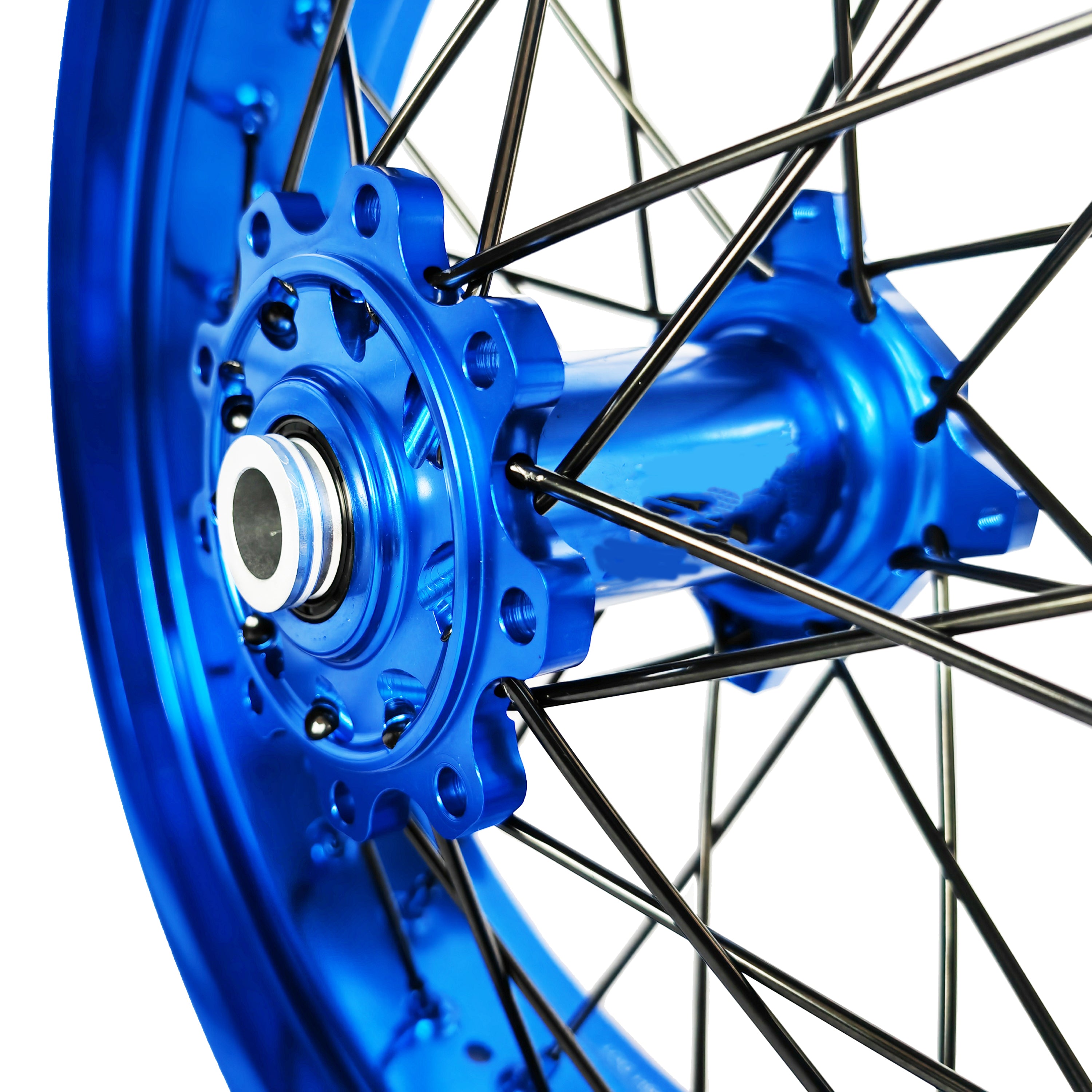 Customizable 17 Inch 36 Spoke Blue Rim Blue Hub Supermotard Wheels Supermoto Wheels for TM EN MX SMR 125-300