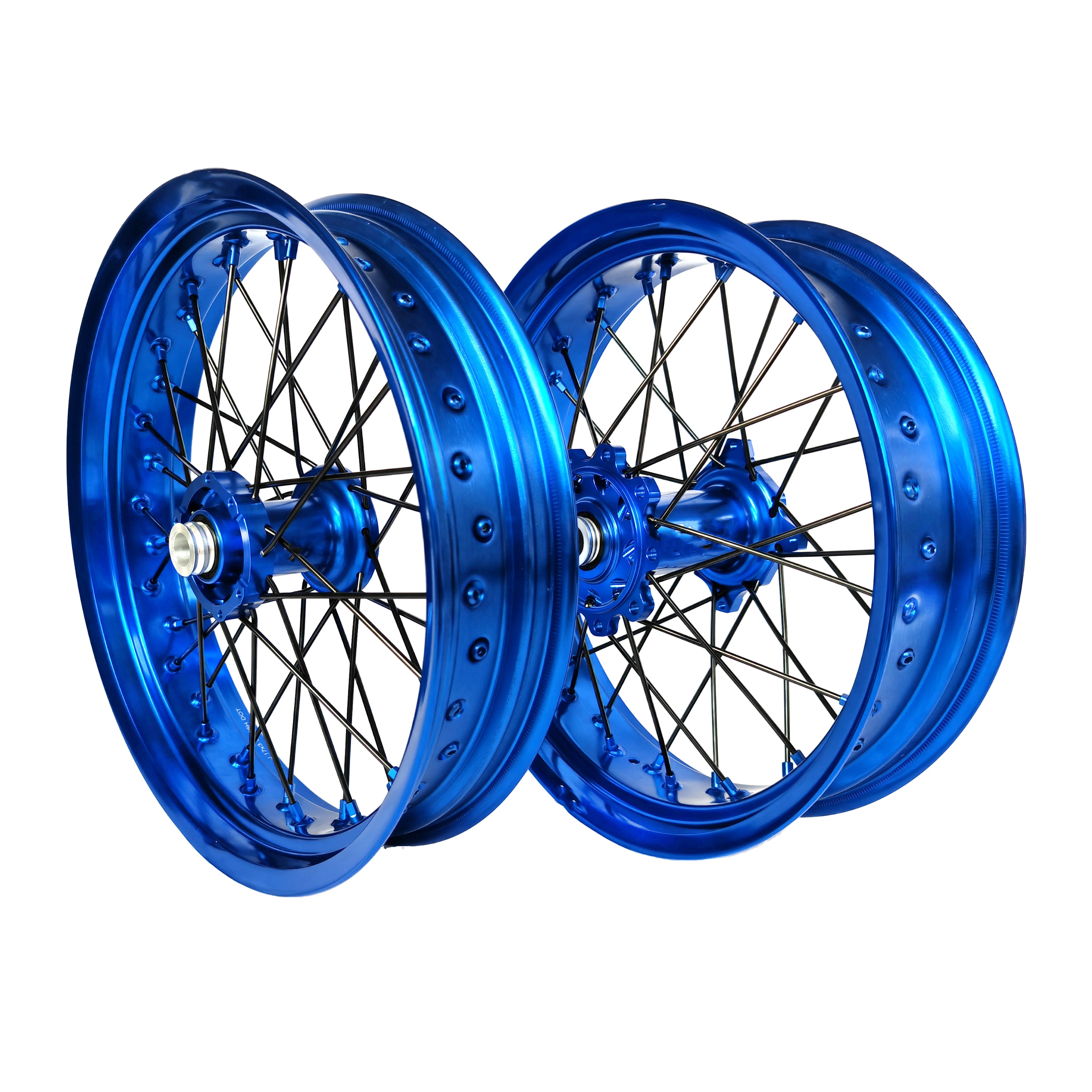 Customizable 17 Inch 36 Spoke Blue Rim Blue Hub Supermotard Wheels Supermoto Wheels for TM EN MX SMR 125-300